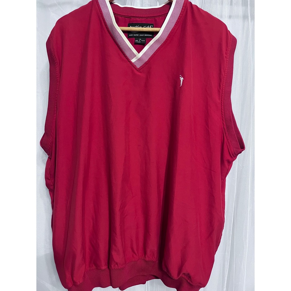 Austin Golf Mens Red‎ V Neck Sleeveless Wind Water Stain Resistant Vest XL